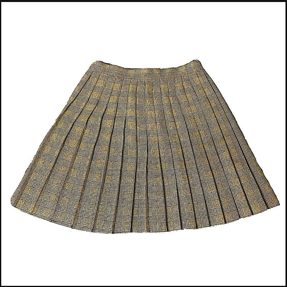 Andrea De Buli Faux Tweed Dark Academia Pleated Skirt Woman’s Size 42 US Size L